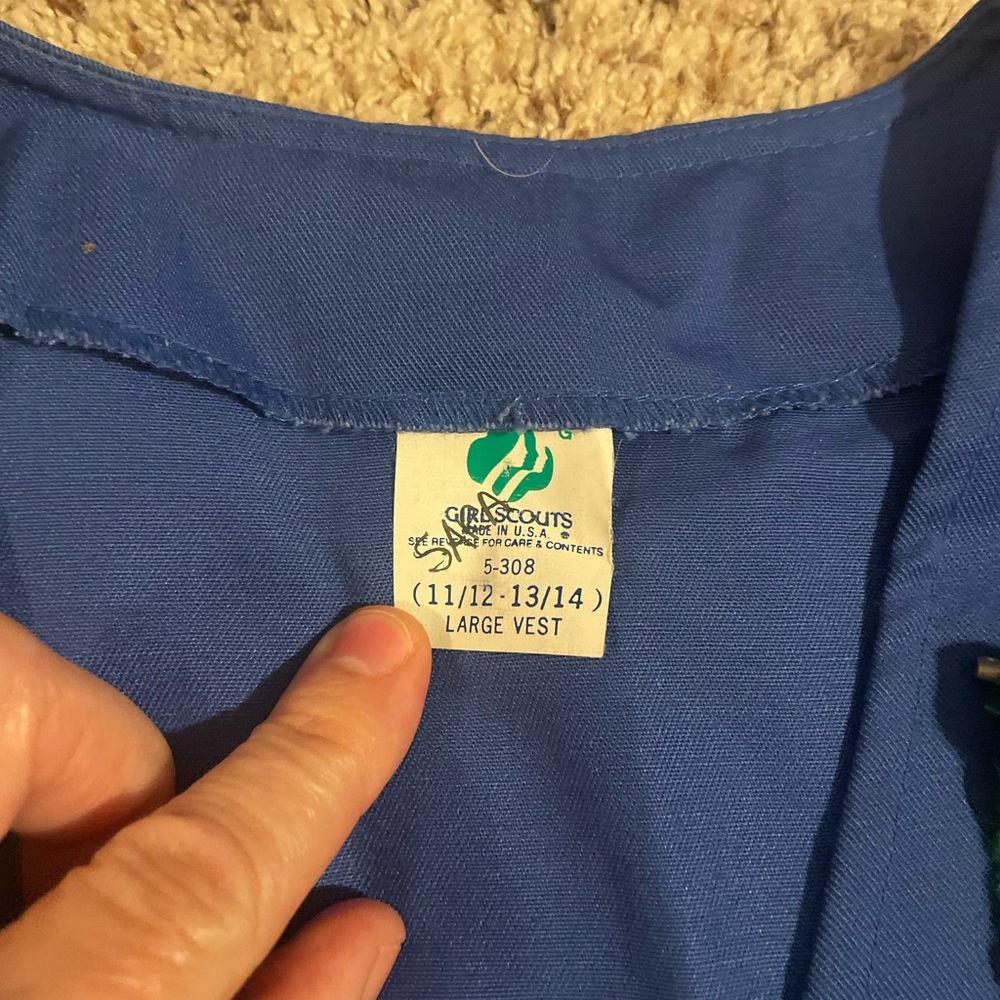 Vintage Blue Cadette Girl Scout Vest, Size L - Picture 2 of 3